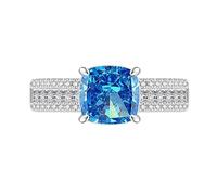 Bague Pour Pouce Femme, Bague Coussin Taille Brillant Taillée Comme Une Glace, Bague De Fiançailles Ou De Mariage Pour Femme, Saphir, Émeraude, Améthyste, Ru t Diamant Simulé, Bijou Cocktail
