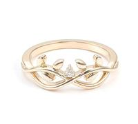 Bague pour Son Copain Alliance 18 Carats Or Jaune Moissanite Infinity avec Moissanite en Forme de Feuille Taille Tante pour Sœur Anniversaire Bijoux