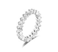 Bague pour Un Mariage Alliance Femme Moissanite Argent Or Blanc 9 Carats avec Pierre Précieuse Blanche Rectangulaire Taille Épouse pour Mère Nouvel An Bijoux