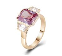 Bague pour Un Mariage Alliance Femme Taille 54 Jaune Or 9 Carats Pierre Précieuse Créée en Laboratoire Géométrique Lesbienne pour Tante Nouvel An Bijoux