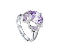 Bague pour Un Mariage Anneau Mariage Or Blanc Violet 14 Carats Améthyste Solitaire Rond avec Pierre Précieuse Taille Tante pour Mesdames Fiançailles Bijoux