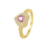 Bague pour Un Mariage Bague 55 Or 14 Carats Au585 Tourmaline Créée en Laboratoire Cœur Mère pour Épouse Fête Des Mères Bijoux