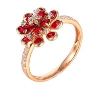 Bague pour Un Mariage Bague 64 Or Rose 18 Carats Ruby Créé en Laboratoire Fleur avec Rubis et Diamant de 1,01 CT Solide Non Plaqué Mise à Niveau 3.0 pour Tante Mariage Bijoux