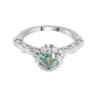 Bague pour Un Mariage Bague Anneau Vert Or Blanc 14 Carats Moissanite avec Moissanite Ronde Verte 1 Ct Taille Sœur pour Épouse Nouvel An Bijoux