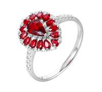 Bague pour Un Mariage Bague en Argent Femme Taille 59 Or Blanc 18 Carats Ruby Créé en Laboratoire Poire avec Rubis et Diamant de 1,038 CT Solide Non Plaqué Moderne pour Mesdames Graduation Bijoux