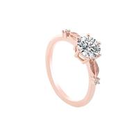 Bague pour Un Mariage Bague Fiançailles Femme Moissanite Or Rose 9 Carats Moissanite Ronde à 6 Griffes, 1 Carat Taille Épouse pour Mesdames Nouvel An Bijoux