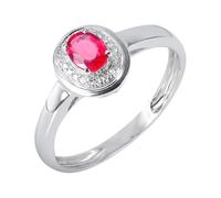 Bague pour Un Mariage Bijoux Femme Rouge Or Blanc 18 Carats Ruby Créé en Laboratoire Bague Ovale à 4 Griffes avec Rubis et Diamant de 0,30 CT Taille Simple pour Mesdames Nouvelle Année Bijoux