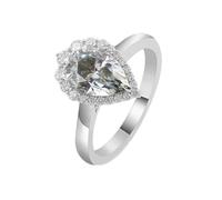 Bague pour Un Mariage Moissanite Bague de Fiançailles Or Blanc 14 Carats Larme Taille Tante pour Sœur Nouvel An Bijoux