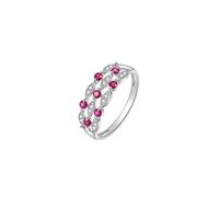 Bague pour Un Mariage Ruby Bague Or Blanc 18 Carats AU750 Creux avec Rubis et Diamant Taille Solide Non Plaqué Populaire pour Épouse Noël Bijoux