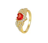 Bague Prenom Personnalisé Bijoux Or 18 Carats Femme Au750 Ruby Créé en Laboratoire Aile Taille Lesbienne pour Mesdames Anniversaire