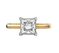 Bague princesse solitaire en argent sterling 925 avec étincelle infinie | Plaqué or | Avec moissanite, bague de luxe en forme de princesse, faite main pour femme | LKJR_0758