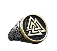 Bague Punk Classique Valknut Noire Pour Hommes, Bague Nordique Viking Rune, Amulette De Motard, Bijoux Cadeaux Vintage