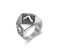 Bague punk en acier titane, tête de mort, numéro porte-bonheur 7, taille 7 à 14