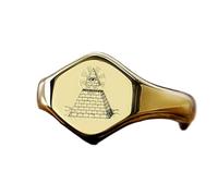 Bague pyramidale maçonnique hexagonale | Argent sterling 925 plaqué or | Bijou cadeau, chevalière style vintage, bijou hypoallergénique fait main | LK_PDR_01475_11.5