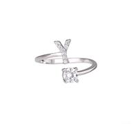 Bague réglable à base de cuivre avec 26 lettres rotatives pour une orthographe personnalisée et un look minimaliste (Y)
