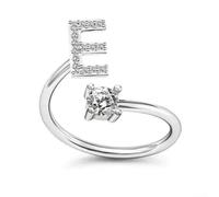 Bague réglable à base de cuivre avec 26 lettres rotatives pour une orthographe personnalisée et un look minimaliste (E)