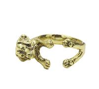 Bague Reglable Chiot amoureux des animaux de compagnie imprimer anneau amour coeur Animal anneau Animal de compagnie bijoux amour chien aimer et familles cadeaux (Gold, One Size)