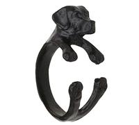 Bague Reglable Chiot amoureux des animaux de compagnie imprimer anneau amour coeur Animal anneau Animal de compagnie bijoux amour chien aimer et familles cadeaux (Black, One Size)