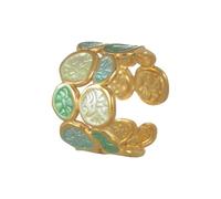Bague réglable double couche en acier inoxydable - Design unique de cercles irréguliers pour femme - Bijoux tendance - Cadeau élégant et irrégulier, taille unique, Comme décrit, Comme décrit.