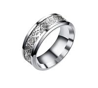 Bague réglable en acier inoxydable avec dragon pour homme, 8, Acier inoxydable, Aucune pierre précieuse