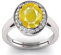 Bague réglable en argent sterling 92,5 avec saphir jaune Ratti 5,25 - Pierre précieuse naturelle Pukhraj - Pour homme et femme