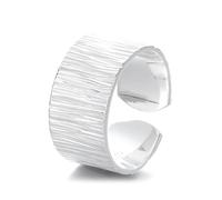 Bague réglable en argent sterling 925 avec texture d'arbre - Design luxueux unisexe (argent)