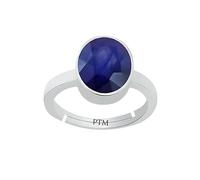 Bague réglable en argent sterling 925 pur saphir bleu (Neelam) 4,25 Ratti ou 4 carats avec pierre précieuse astrologique Bis Hallmark pour homme