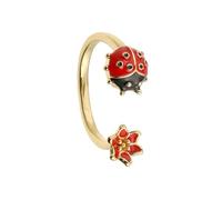Bague réglable en forme de coccinelle avec détails émaillés colorés et légers en cuivre pour femmes et filles, accessoires de mode, bijoux ouverts à six pois, taille unique, Comme décrit, Comme décrit
