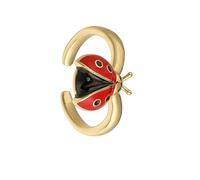 Bague réglable en forme de coccinelle avec détails émaillés colorés et légers en cuivre pour femmes et filles, accessoires de mode, bijoux ouverts à six pois, taille unique, Comme décrit, Comme décrit