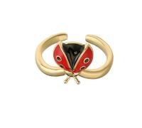 Bague réglable en forme de coccinelle avec détails émaillés colorés et légers en cuivre pour femmes et filles Accessoires de mode Six étoiles, taille unique, Comme décrit, Comme décrit.