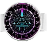 Bague réglable en forme de roue de chiffrement Steampunk Drama Gravity Falls Mystères Bill, Verre Verre Argenté