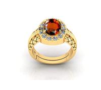 Bague réglable en grenat hessonite 5,25 Ratti 4,47 carats Ashtdhatu - Pierre précieuse naturelle non chauffée et non traitée à des fins astrologiques - B0BX4CK6MRNAMZ