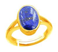 Bague réglable en plaqué or 6,00 Ratti / 2,00 carats bleu Lajward Panchdhatu - Qualité naturelle A Lapis Lazuli Lajwart Rashi Ratna Pathar - Pour homme et femme - B09PDXCDMRNAMZ, S