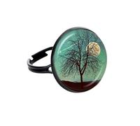 Bague réglable en verre avec cabochon en verre - Motif arbre de vie Gustav Klimt - Cadeau pour un ami - Fait à la main