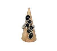 Bague réglable grappe en Argent Obsidienne ?il Celeste