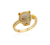 Bague réglable léopard de luxe léger pour les femmes à la mode avec les yeux verts Bijoux de fête de bague de doigt réglable personnalisé
