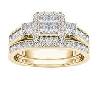 Bague Reglable Mode Couple Anneaux Classique Or Plaqué Anneau Incrusté Zircon Bijoux Anneaux (Gold, 6)