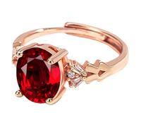Bague réglable ovale en zircone avec de superbes pierres précieuses rouges et des pierres d'accent brillantes. Accessoire élégant, poli et élégant pour tous les jours et comme bagues en argent pour