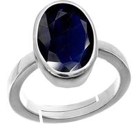 Bague réglable Panchdhatu 7,25 Ratti 6,46 carats - Pierre précieuse non chauffée et non traitée - Pierre précieuse certifiée Rashi Neelam Ratan - Pour homme et femme - B0CVGR4M-DNM