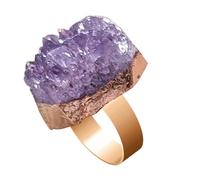 Bague réglable pour Femme, Bague en d'améthyste Naturelle, Bague améthyste réglable, en d'améthyste Brute pour Les Amis de la Famille et Les collègues