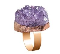 Bague réglable pour Femme, Bague en d'améthyste Naturelle | Bague Femme réglable améthyste - Bijoux améthyste Brute pour Anniversaire noël Nouvel an pâques