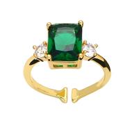 Bague réglable pour les femmes Simple avec Zircon vert carré Bague réglable géométrique de fiançailles Cadeau de bijoux de mariage