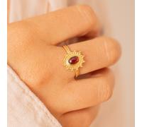 Bague réglable soleil dorée - bordeaux