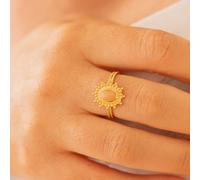 Bague réglable soleil dorée - orange
