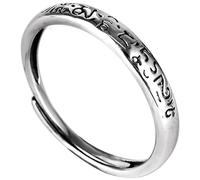 Bague Réglable Unisexe Argent 925, Gravé Mantra Om Mani Padme Hum Vintage, Bague Cadeau Anniversaire