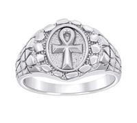 Bague religieuse en argent sterling 925 avec croix égyptienne Ankh 14,2 x 14,2 mm de large 10 bagues pour homme, US 10 | EU 62.5 | DE 20 | JP 20 | UK T 1/2, Métal Argent Argent sterling, Aucune pierre