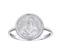 Bague religieuse St Rita Da Cascia en argent sterling 925 - 12,1 x 1,3 mm de large - Taille 7 pour femme