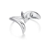 Bague Renard Bague Ouverture Ajustable Personnalisée S925 Argent Ladies Sweet Pet Anneaux Cadeaux Filles Granddaughter