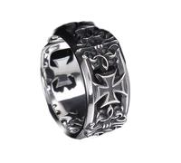 Bague rétro gothique en forme de croix réglable pour homme - Accessoire Hip Hop Punk - Design tendance en cuivre - Anneaux de croix rétro