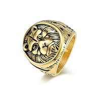 Bague rétro tête de lion en acier titane, bague lion mâle en acier inoxydable, bijoux de tirage de doigt pour hommes